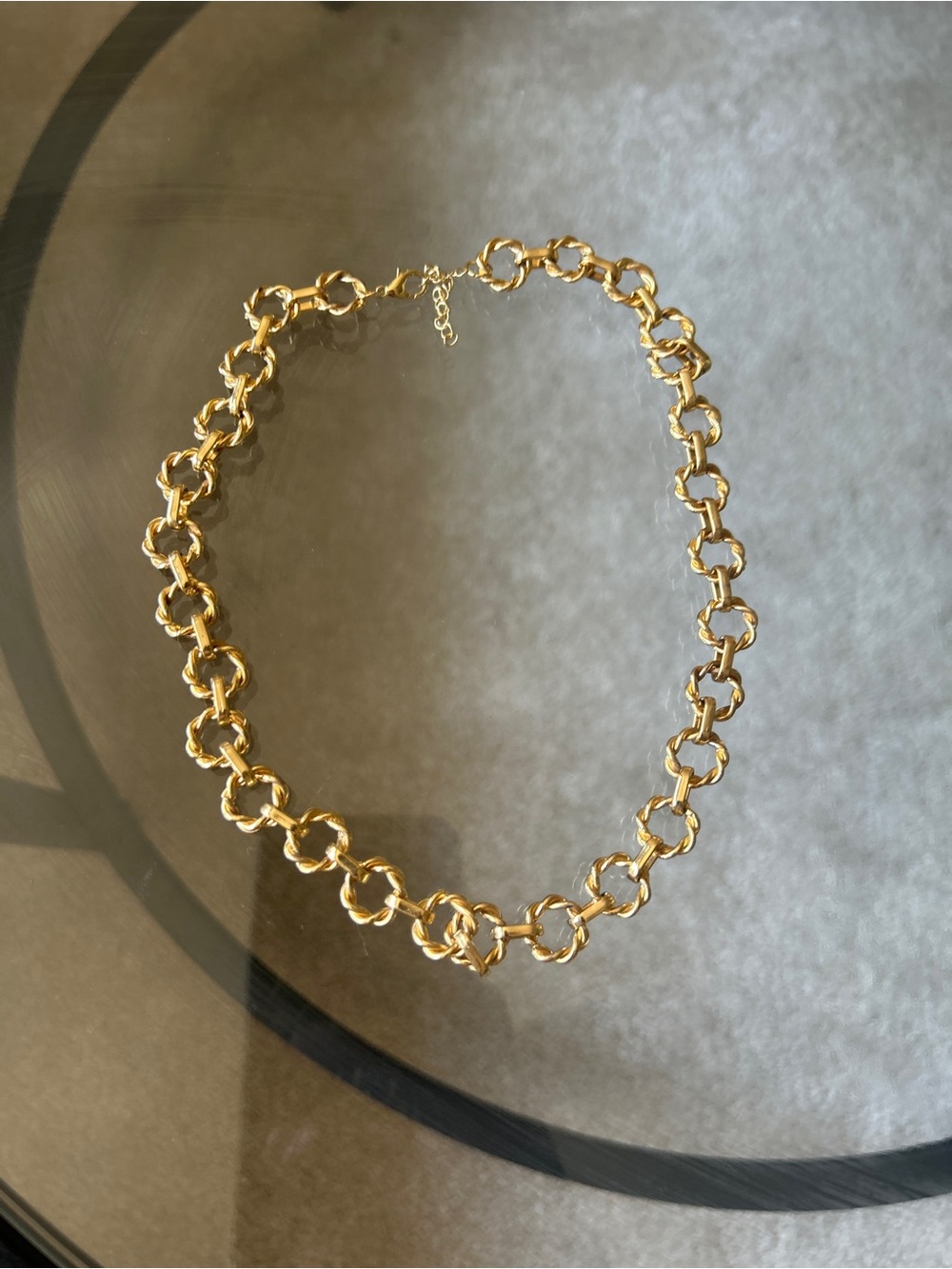 Gold Link Circle Chain Necklace - Women